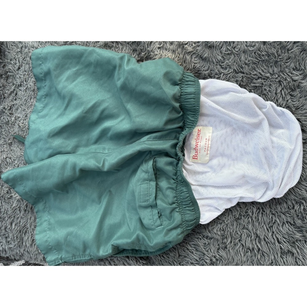 Men's Budweiser Swim Trunks, Forest Green, Small w/ 3 pockets, Mesh - Picture 4 of 7